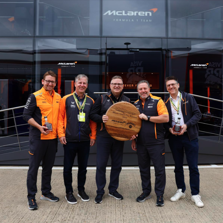 Jack Daniel’s Presents McLaren Racing with Special Barrel of Tennessee Whiskey to Commemorate Win at the Miami Grand Prix