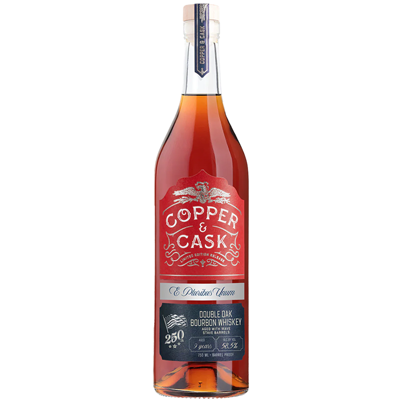 Copper and Cask Wave That Flag 9-Year Double Oak Bourbon Finished In New Wave Stave Barrels