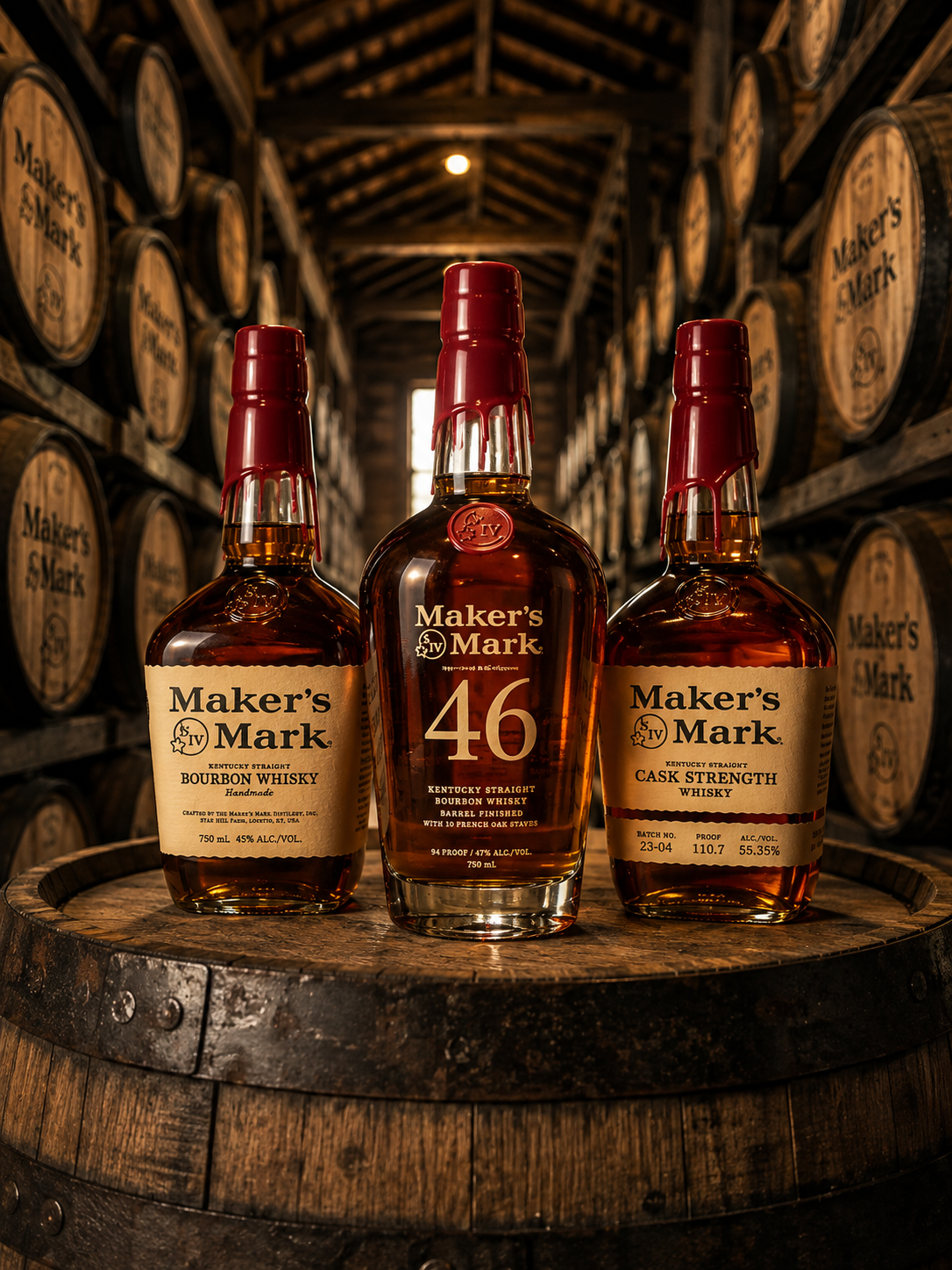 Maker's Mark Kentucky Straight Bourbon Whisky bottle with red wax seal